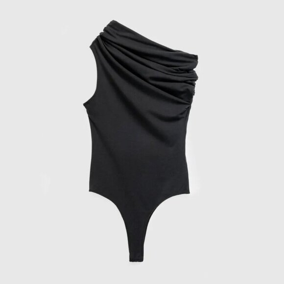 Entire Studios Tops - Entire Studios Pillar Bodysuit One Shoulder Draped Top Pollution M
